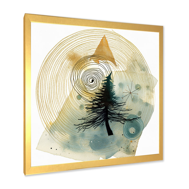 «Abstract Landscape Of Mountains Moon and Tree V», reproduction d'art sur toile, H 36 po x l 36 po x P 1,5 po