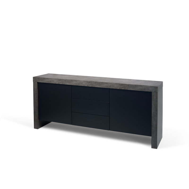 Ashka 74'' Sideboard, Concrete / Pure Black