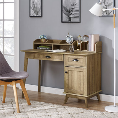 Cabral Desk with Hutch - 55" Home Office Workstation with Bookshelf