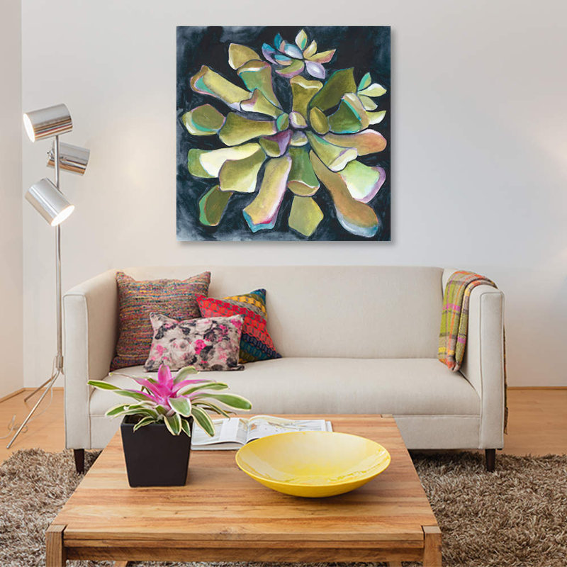 « succulent rosette i », reproduction sur toile, H 18 po x l 18 po x P 1,5 po, Toile tendue, Pas de tapis