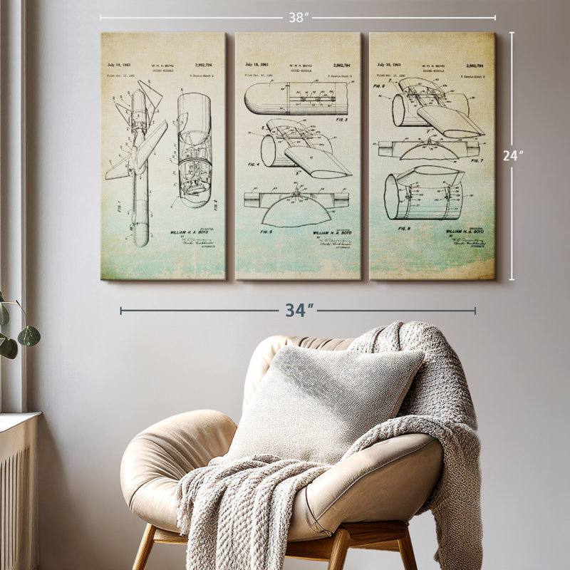 Impression sur toile Guidé Missile, H 24 po x l 38 po x P 1,25 po