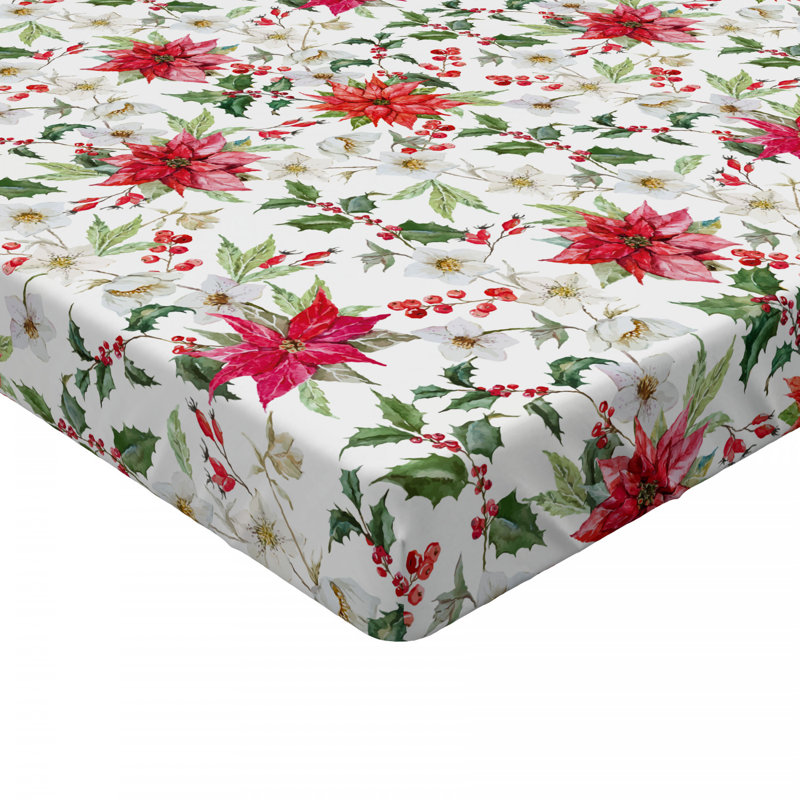 Microfiber Floral Fitted Sheet, Queen Fitted Sheet, Red/Green Floral 23