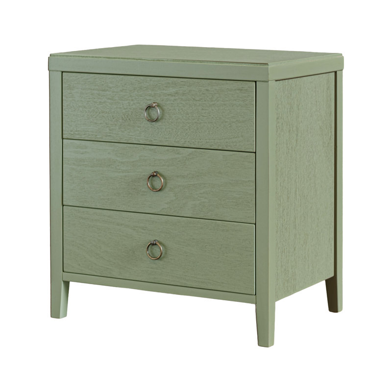 Table de chevet 3 tiroirs Dwaine, l 22 po, vert olive, Vert