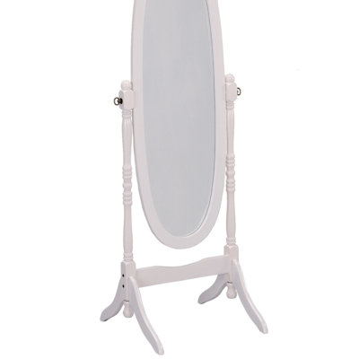 Miroir sur pied 59,25 "de haut avec finition blanche, forme ovale