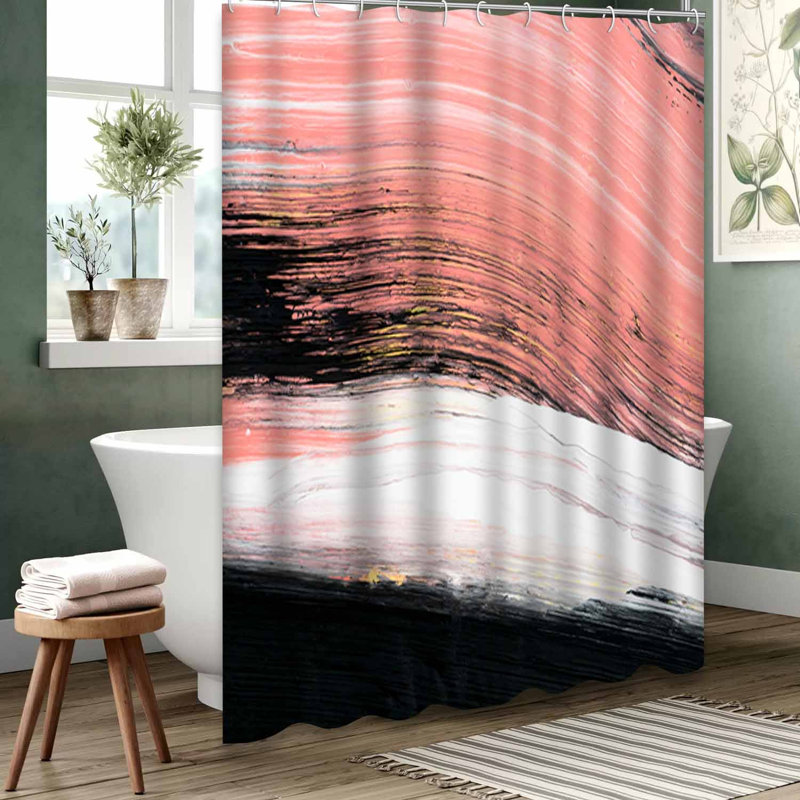 Rideau de douche noir imperméable, rideaux de douche pour la salle de bain avec 12 crochets, L 72 po x l 72 po