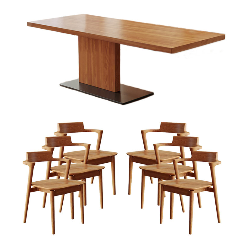 Solid wood ash dining table set, 29.53"H x 70.87"L x 31.5"W