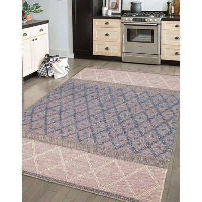 Tapis rose nouvel âge en laine 6 pi 2 po x 8 pi 11 po Iamandi