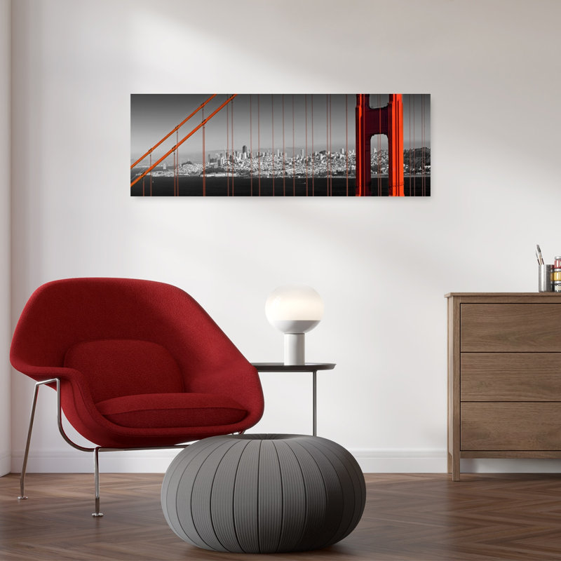 San Francisco, porte dorée, horizon tranquille, architecture abstraite, art mural, H 12 po x l 36 po