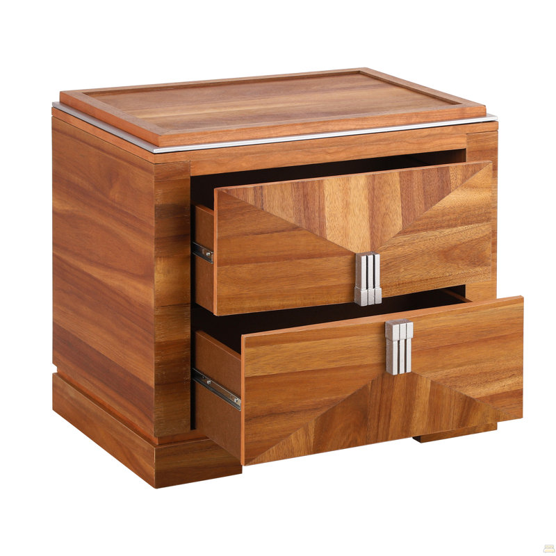 Table de chevet, table d'appoint avec canapé 2 tiroirs, table de bout en bois en forme de losange avec rangement