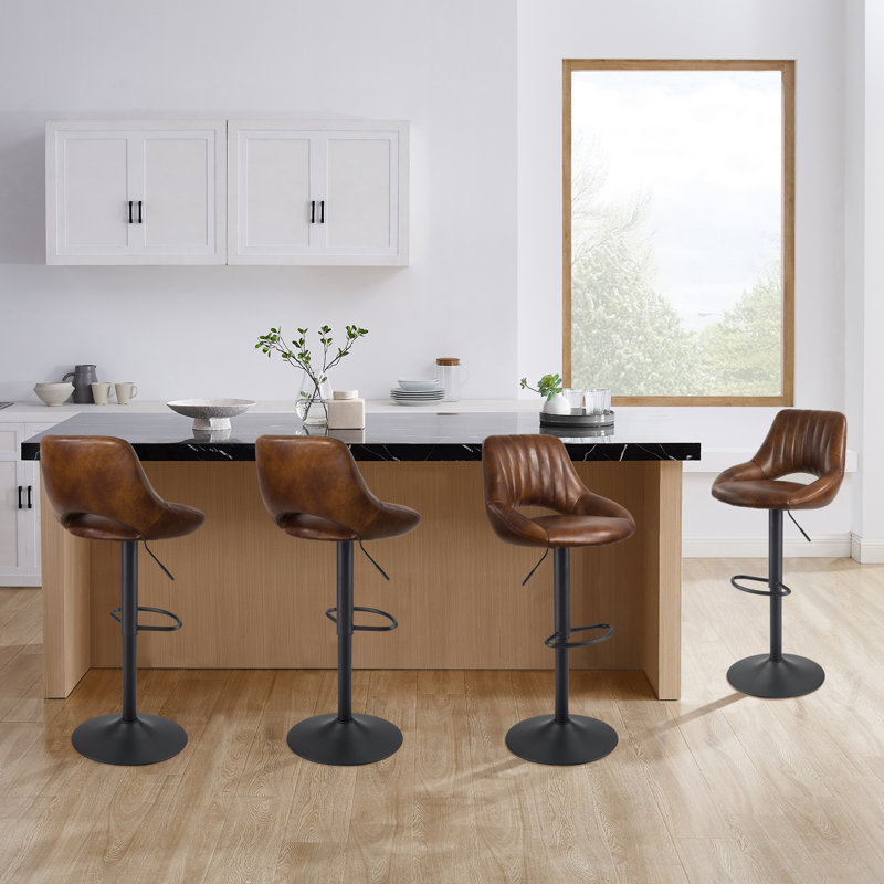Licon Height Adjustable Swivel Bar Stool, Brown