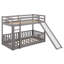 Lit superposé simple au-dessus de simple avec échelle et glissoire, peut être interchangé ou enlevé, lit superposé en bois-57638080