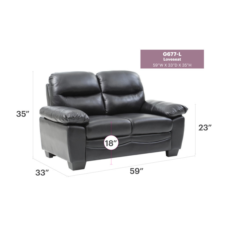 Causeuse Glory Furniture Marta G677-L, NOIR