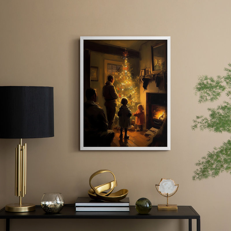 «Christmas Holiday» DCVII, reproduction d'art encadrée - bois massif, H 15 po x l 12 po, Blanc