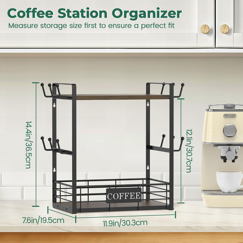 Multi-Functional 2 Tier Mug Tree Rack, Brown
