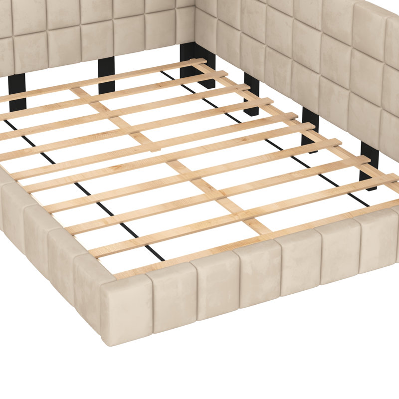 Lit plateforme tapissier Bowdoin, Beige