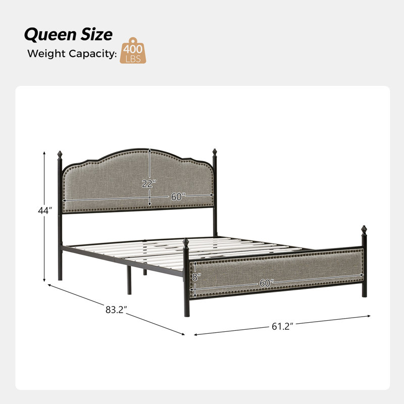 Alaja Upholstered Metal Four Poster Bed