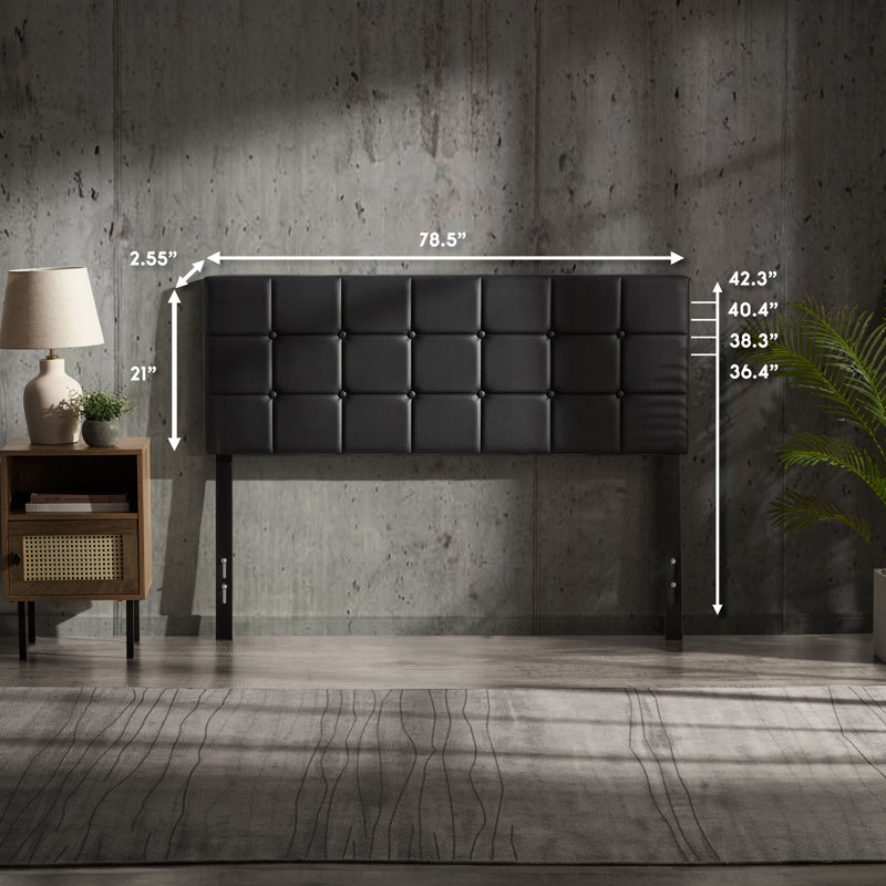 Nest Button Tufted Upholstered Adjustable Headboard, King, Black