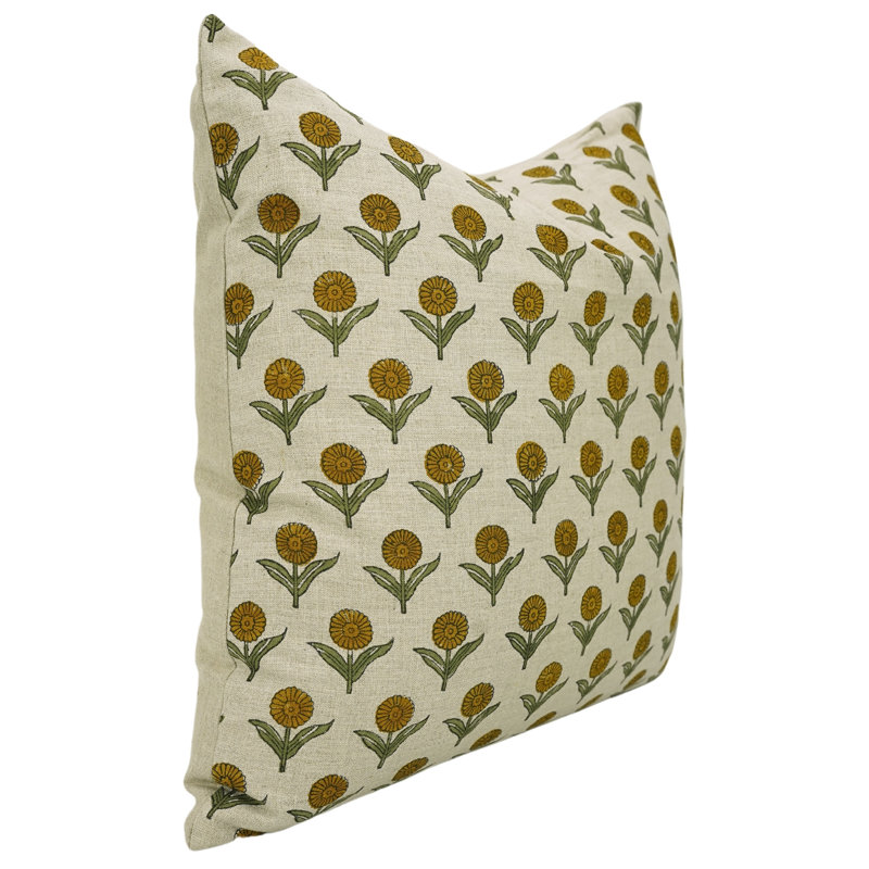 Coussin décoratif en lin à motif floral Fabividine, H 20 po x l 12 po