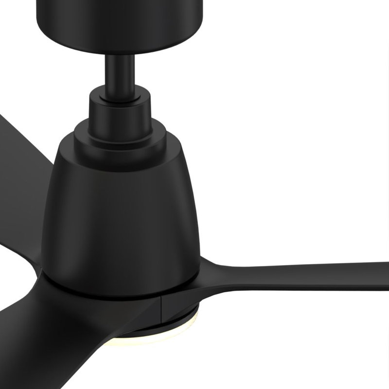 Kute 52 inch Indoor/Outdoor Smart Ceiling Fan with Remote Control - Black with Black blades, Black