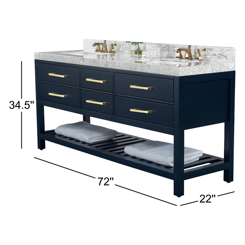 Elizabeth 72'' W Double Vanity, Heritage Blue | Brushed Gold