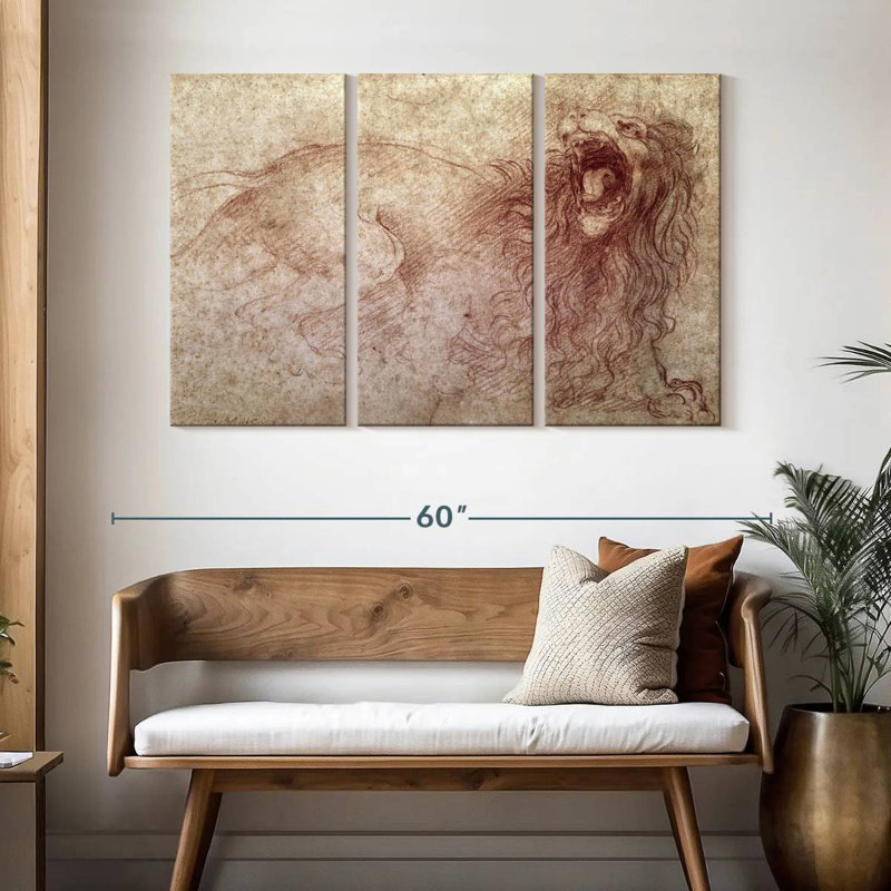 Sketch Of A Roaring Lion, 32" H x 50" W