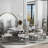 Dellene 78" Grey and Silver Modern Glam Dining Room Table