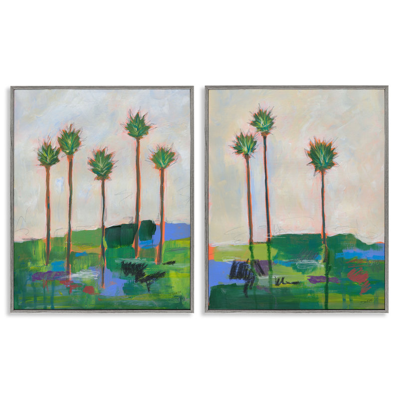  «Brushed Palm Landscape», ensemble de 2 estampes numériques par Jan Weiss, Estampe numérique Farmhouse, H 14 po x l 11 po