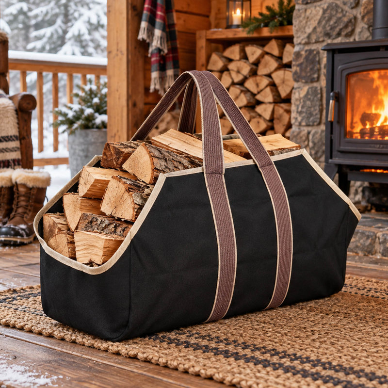 Sac de transport de bûches en toile robuste de 36,6 pouces avec doublure imperméable
