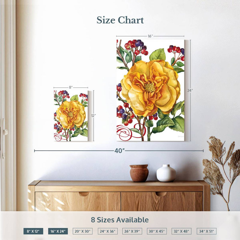 Harnek fleurs et baies rose, H 12 po x l 8 po