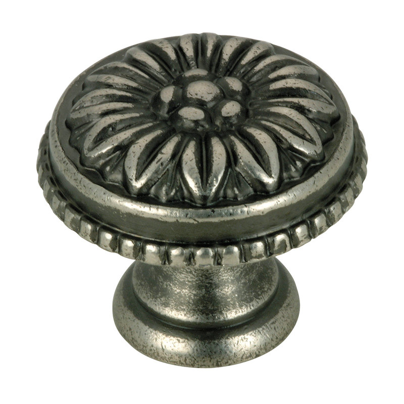 Poignée ronde Louis XV, Étain, H 1,2 po x L 1,1875 po x l 1,1875 po
