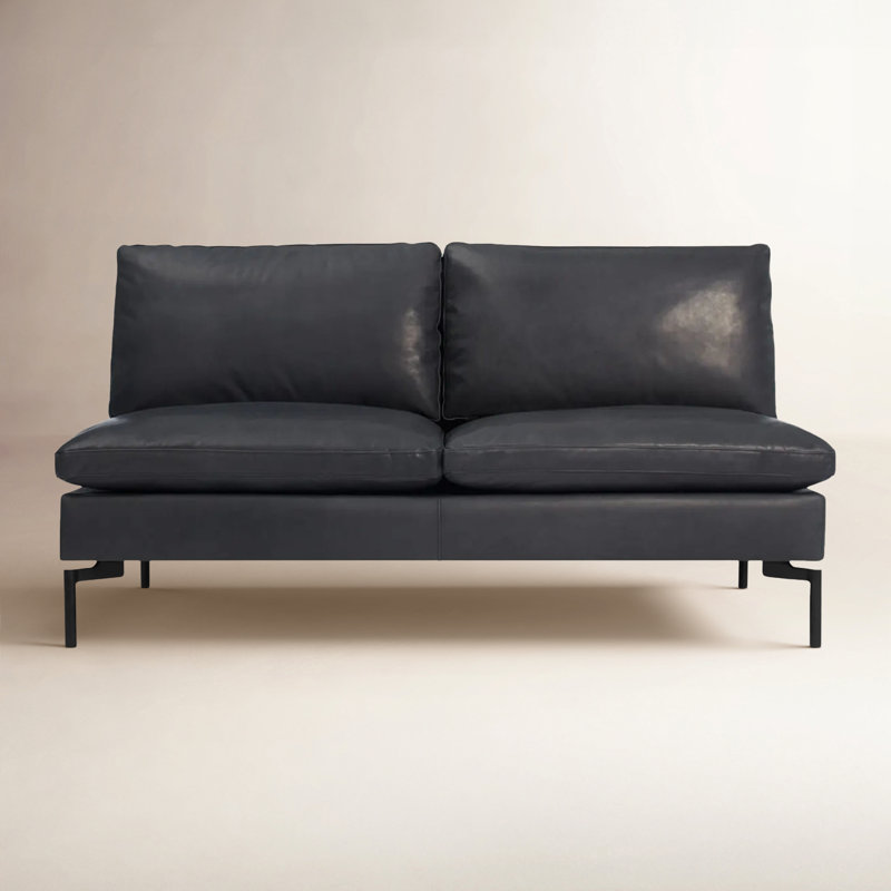 Causeuse en cuir New Standard, Cuir véritable granit, Noir