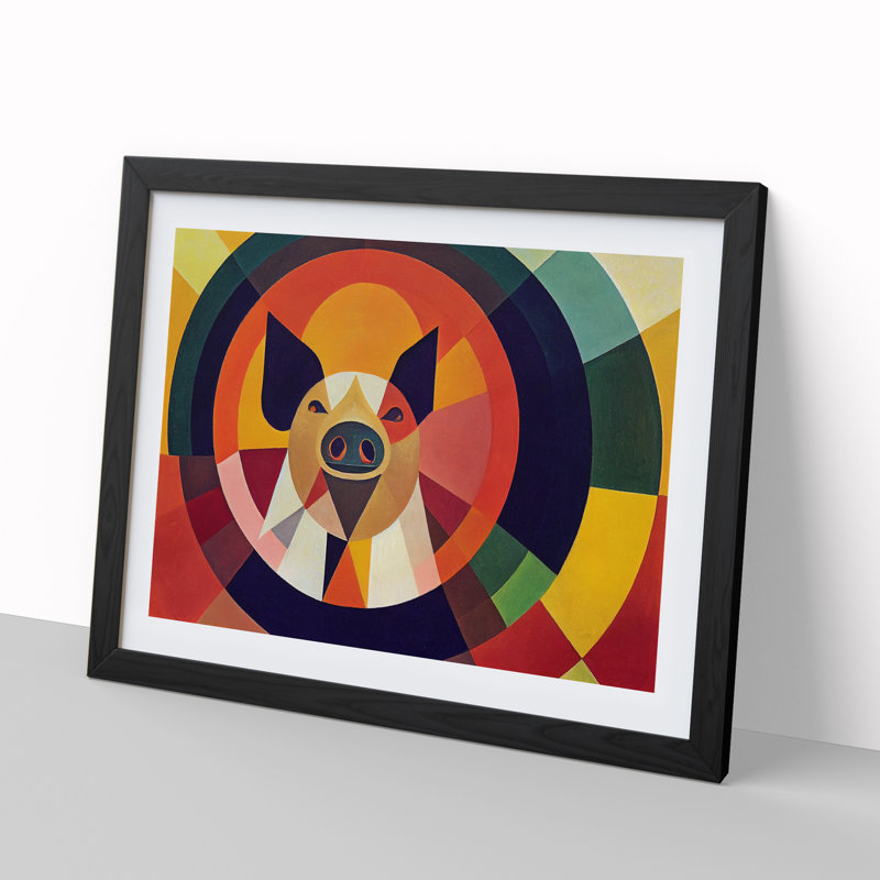 Abstract Pig - Framed Print, Black, 25cm H x 34cm W x 2cm D