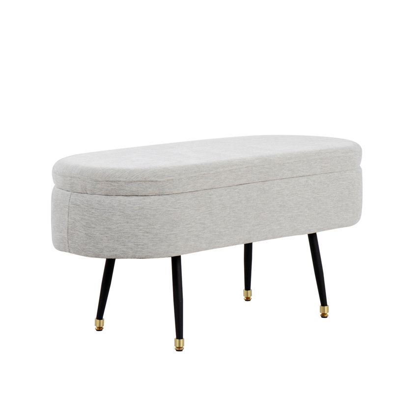 Nicastro Upholstered Flip Top Storage Bench, Light Gray