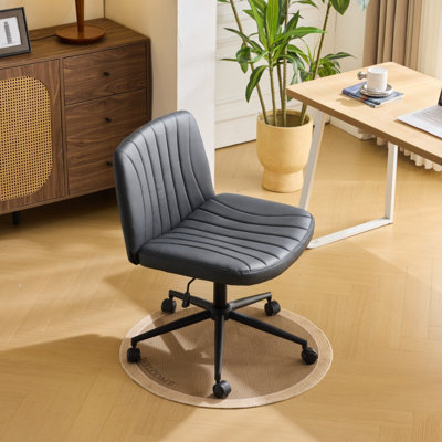 25"W Cat's Claw Leather Adjustable Height Swivel Office Chair
