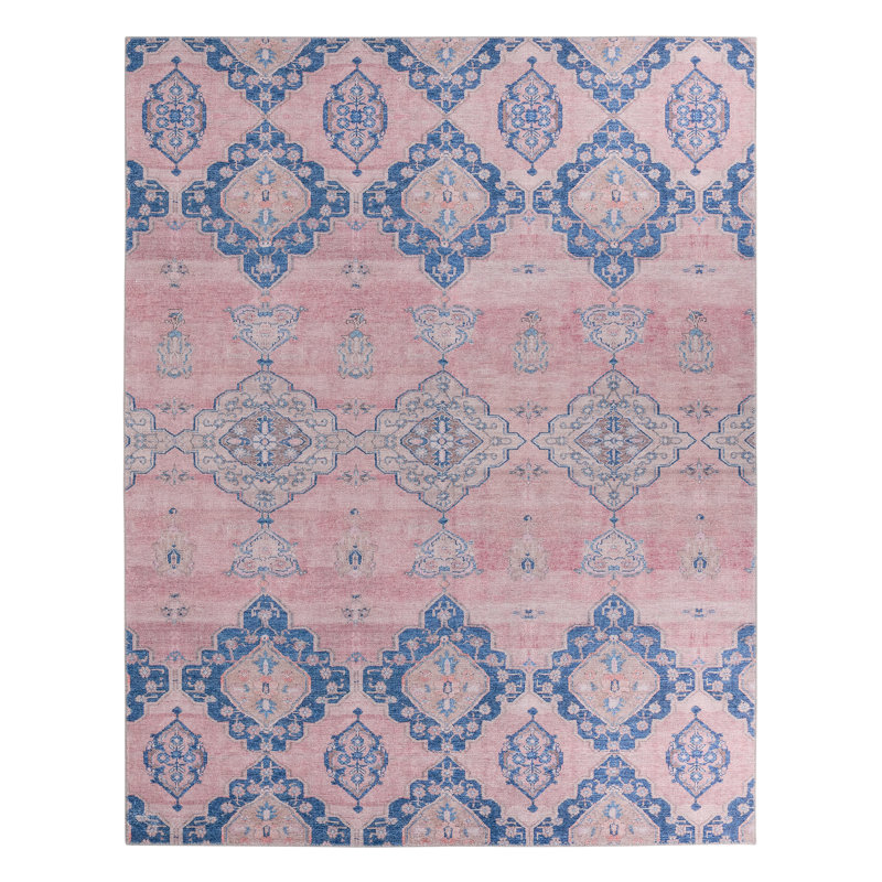 Asuncin Oriental Pink/Blue Area Rug (9'X12'), Rectangle 9' x 12'