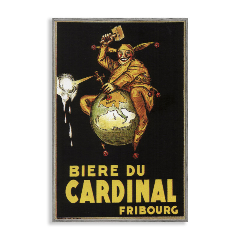 Affiche antique de cardinal de bière encadrée, art par Marcus Jules, H 24 po x l 16 po, Estampe numérique Farmhouse