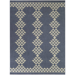 Ajasia Geometric Blue Indoor / Outdoor Area Rug
