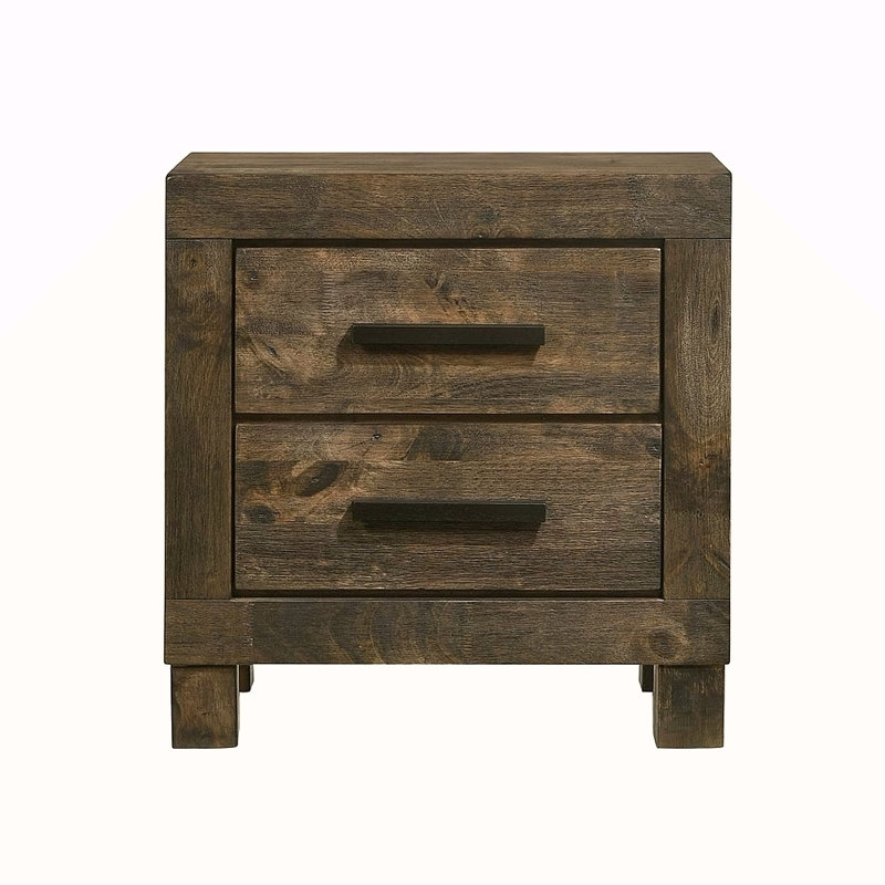 2 Drawers MDF Nightstand, Rustic Brown