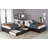 L-Shaped Platform Bed With Trundle And Drawers Linked With Built-In Desk-188823559