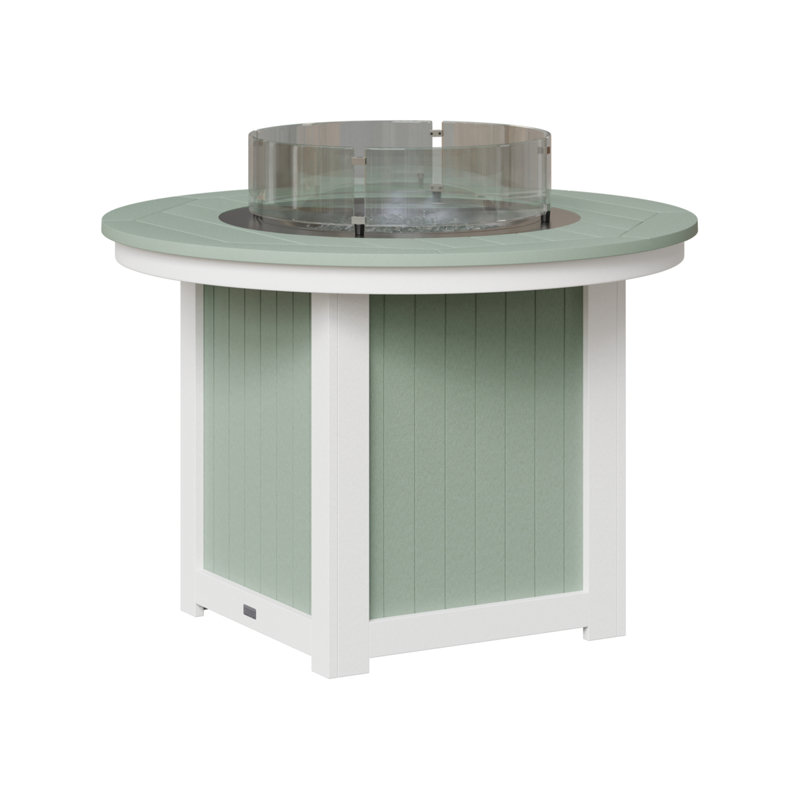 Foyer de table rond Berlin Donoma, Dessus écume de mer avec base blanche, H 36,5 po x l 44 po x P 44 po