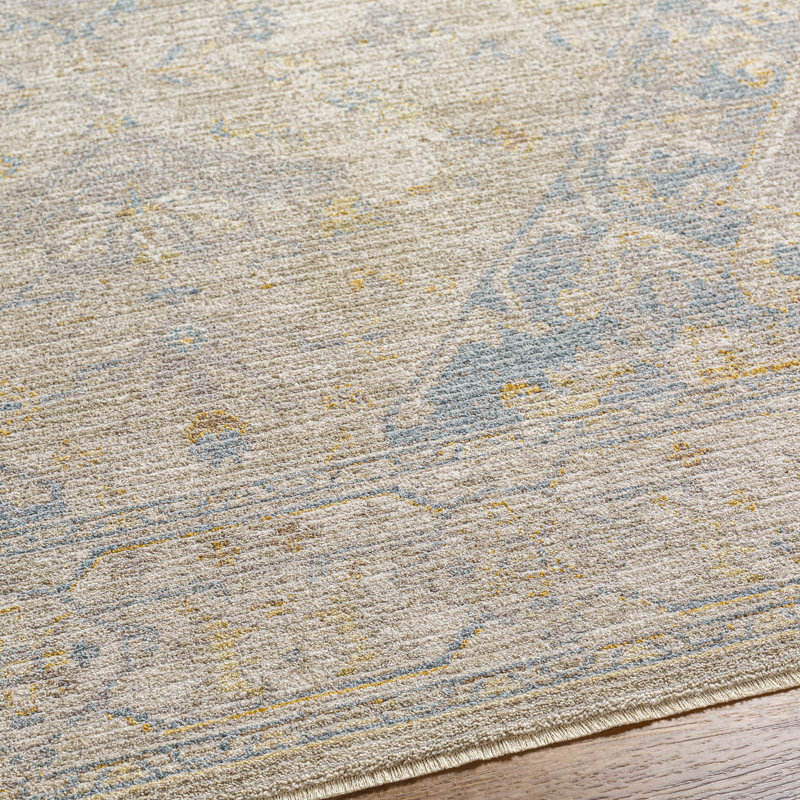 Don Oriental Machine Woven Polyester Area Rug in Gray/Beige/Gold, Rectangle 10' x 14'
