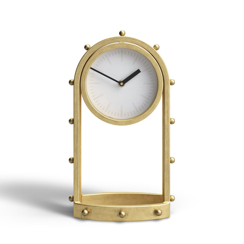 Reze Modern & Contemporary No Numbers Metal Quartz Movement / Crystal Tabletop Clock, Gold