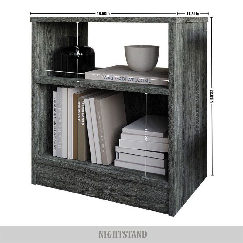 Duan 11.82'' W Nightstand, Dark Gray