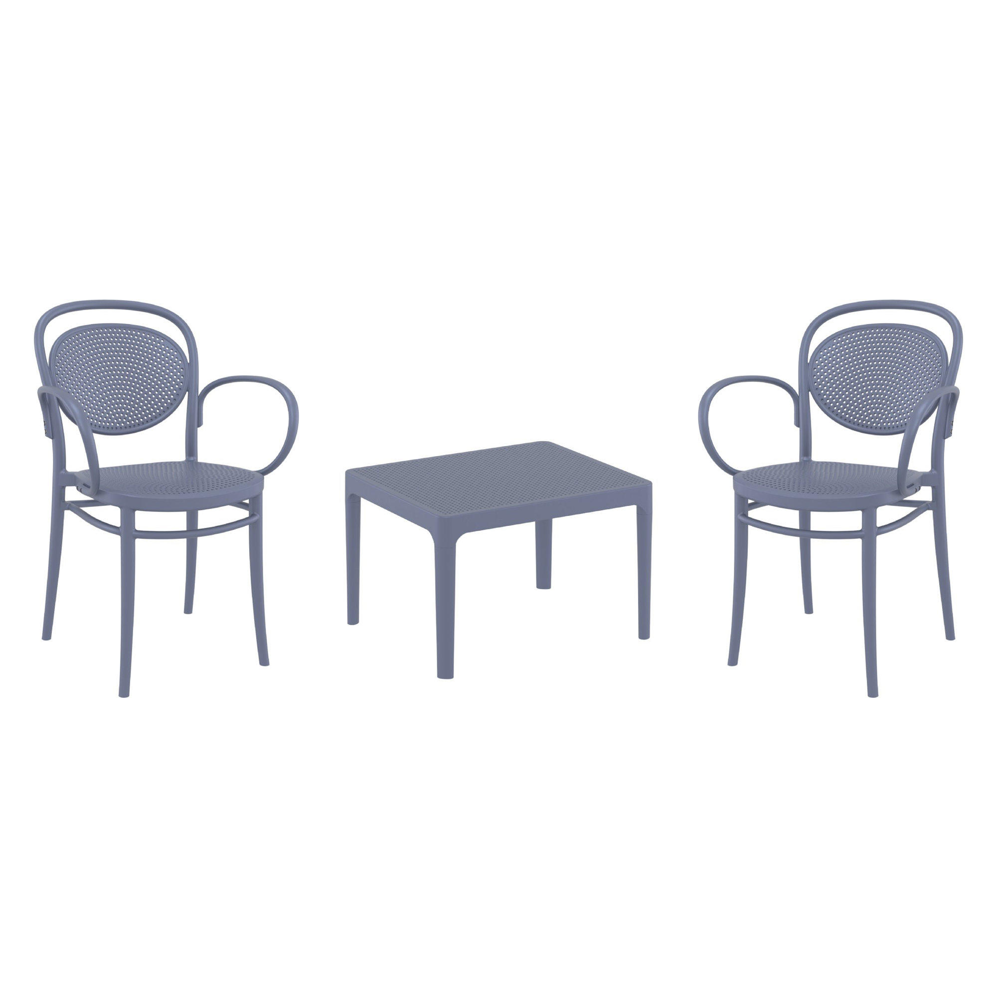 Farrah Marcel Armchair 2 Person Seating Set, Dark Gray