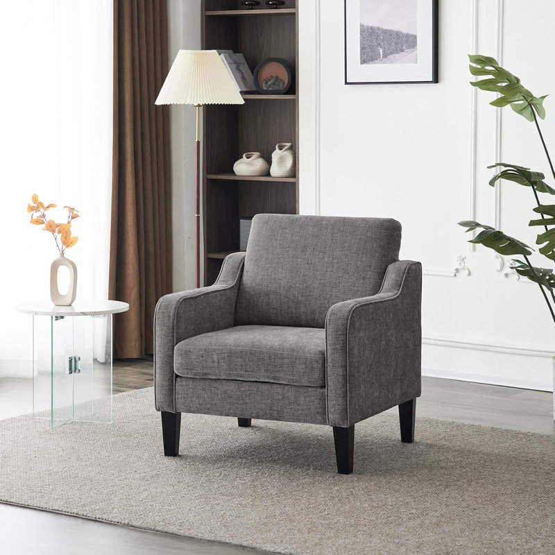 Fauteuil d'appoint Amaryia, Mélange de lin gris