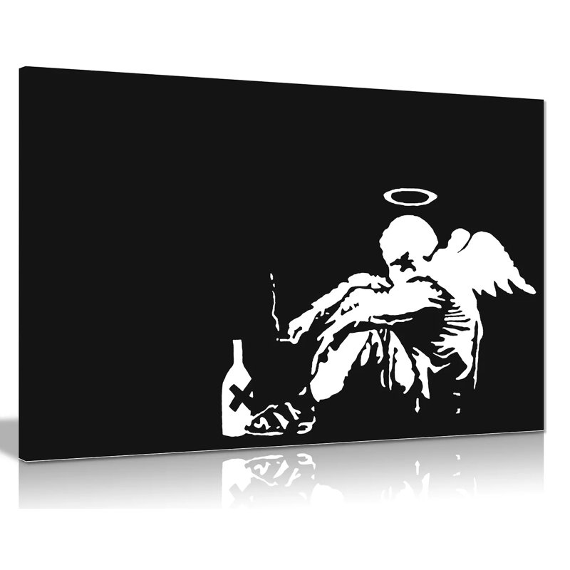 Fallen Angel Graffiti by Banksy - Wrapped Canvas Print, 41cm H x 61cm W