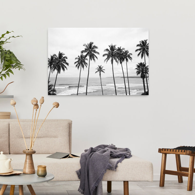 Art mural abstrait contemporain Palm Paradisebw, H 36 po x l 24 po