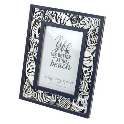 White and Navy Single Picture Frame