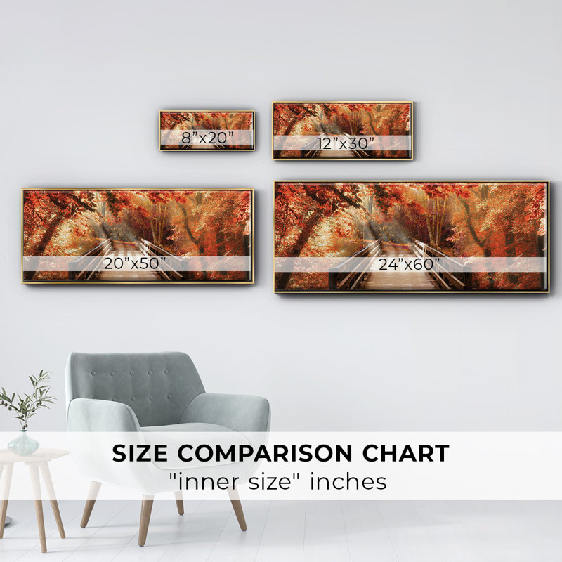 Autumn Bridge- Framed Canvas, 8" H x 20" W