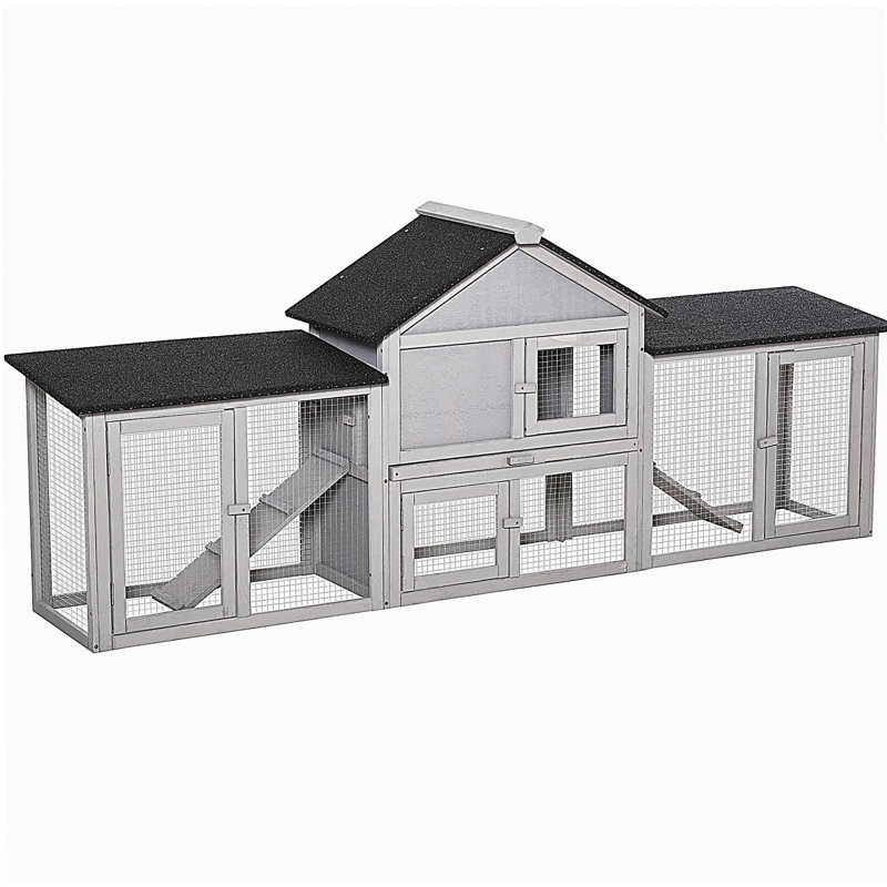 Cage à lapins d'extérieur de 83 po PawHut, Gris